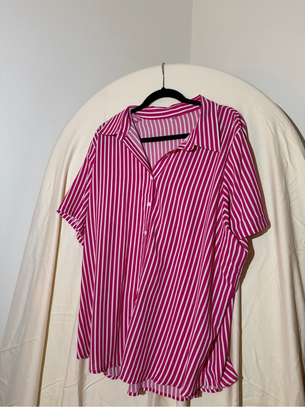 Amazon Women's Fuchsia and White Striped Button-Down Shirt - Picture 3 of 3